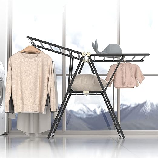 Foldable Ceiling Drying Rack Space-Saving Laundry Hanger