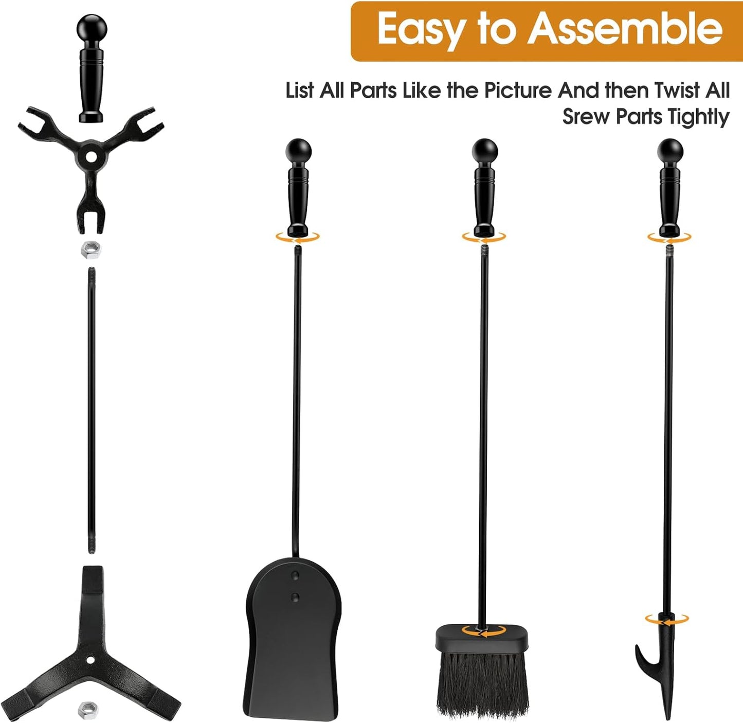 Fireplace Cleaning Kit 4-Piece Ash Tool Set