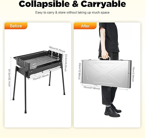 Adjustable BBQ Grill 🍖✨ Stainless Steel Charcoal Cooker