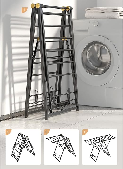 Foldable Ceiling Drying Rack Space-Saving Laundry Hanger