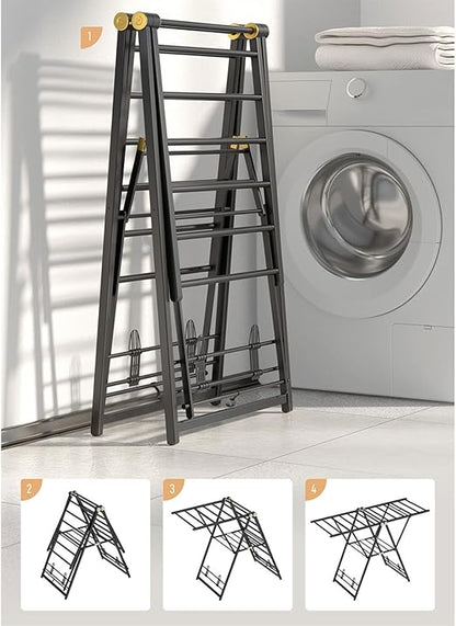 Foldable Ceiling Drying Rack Space-Saving Laundry Hanger