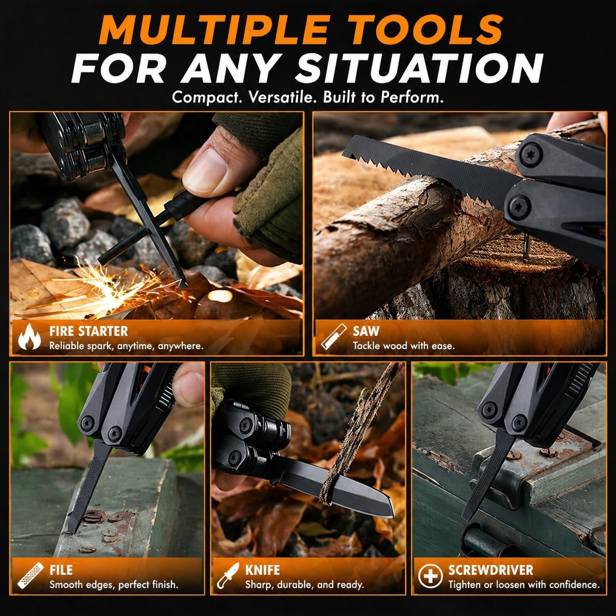 Outdoor Survival Multitool Compact Emergency Gear