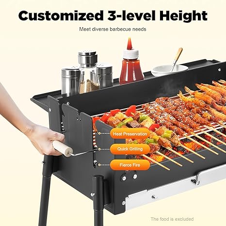 Adjustable BBQ Grill 🍖✨ Stainless Steel Charcoal Cooker
