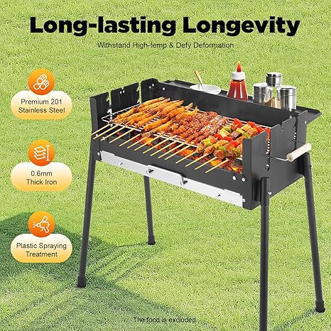 Adjustable BBQ Grill 🍖✨ Stainless Steel Charcoal Cooker